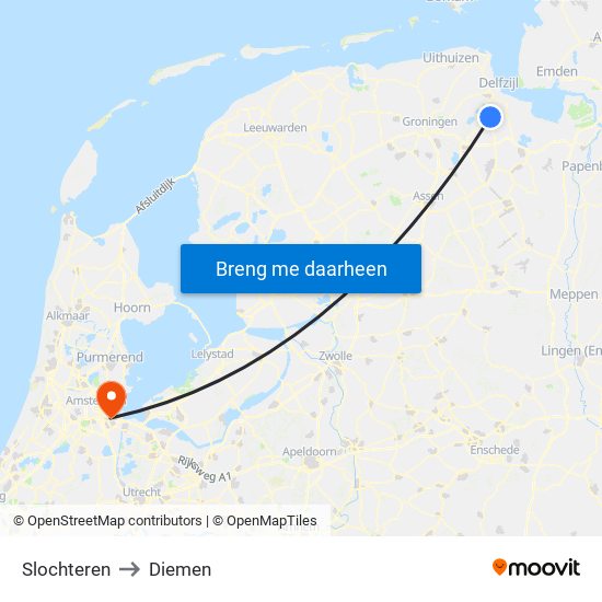 Slochteren to Diemen map