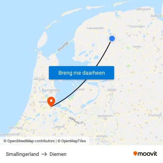 Smallingerland to Diemen map