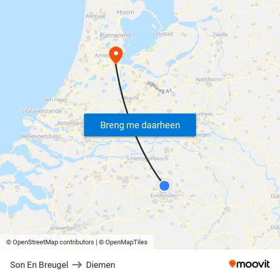 Son En Breugel to Diemen map