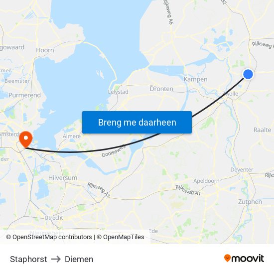 Staphorst to Diemen map