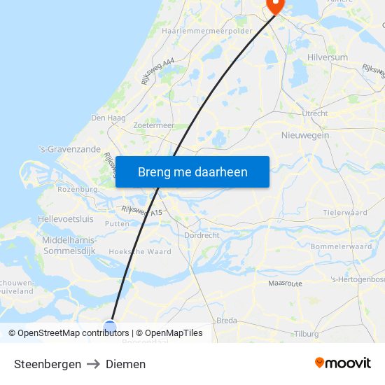 Steenbergen to Diemen map