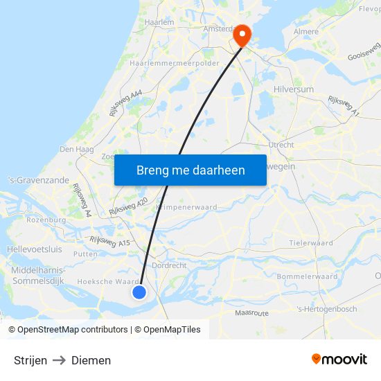 Strijen to Diemen map