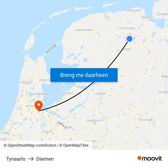 Tynaarlo to Diemen map