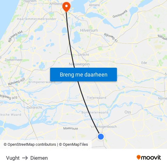 Vught to Diemen map