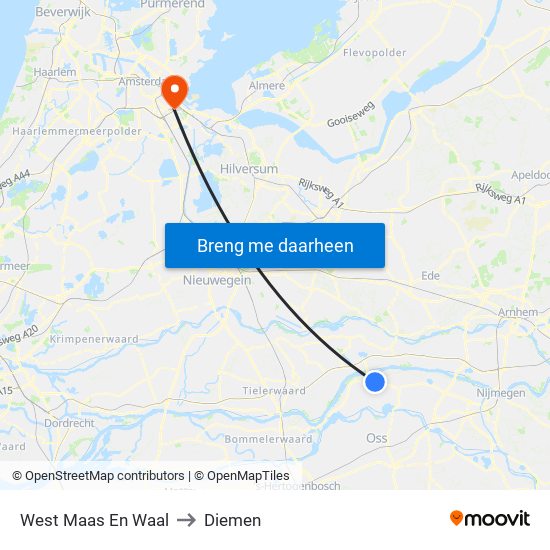 West Maas En Waal to Diemen map