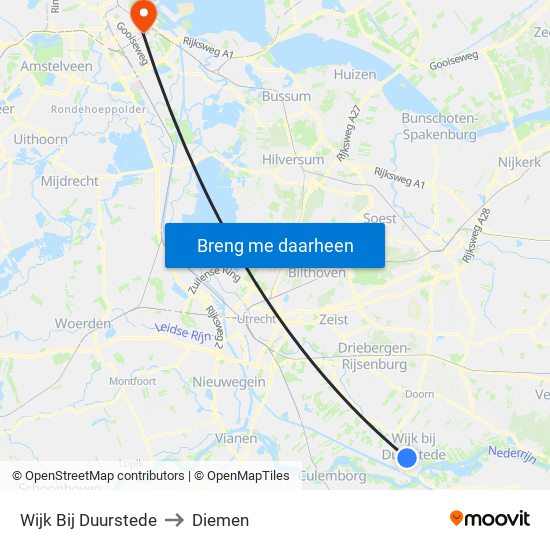Wijk Bij Duurstede to Diemen map