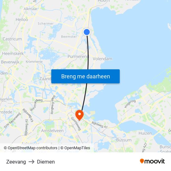 Zeevang to Diemen map