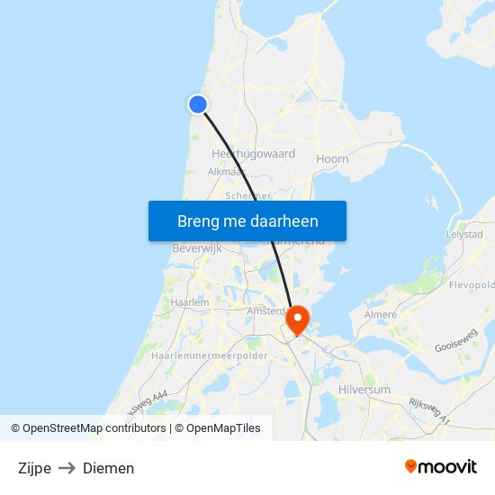 Zijpe to Diemen map