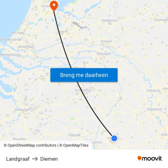 Landgraaf to Diemen map
