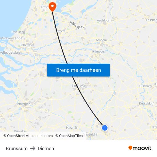 Brunssum to Diemen map