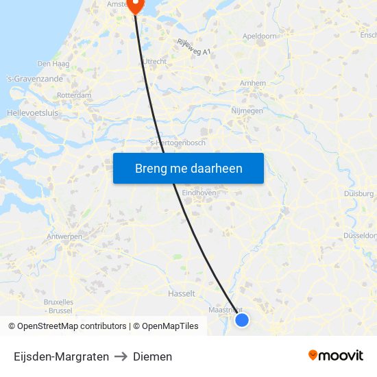 Eijsden-Margraten to Diemen map