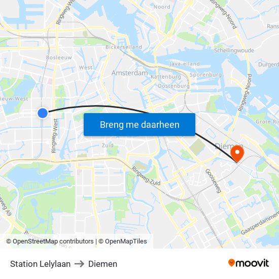 Station Lelylaan to Diemen map