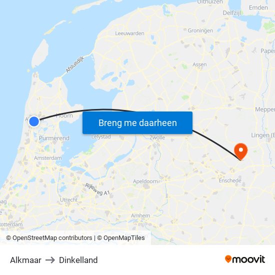 Alkmaar to Dinkelland map