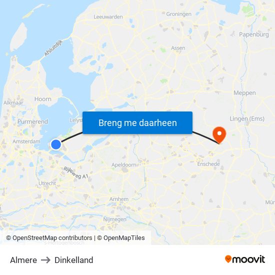 Almere to Dinkelland map