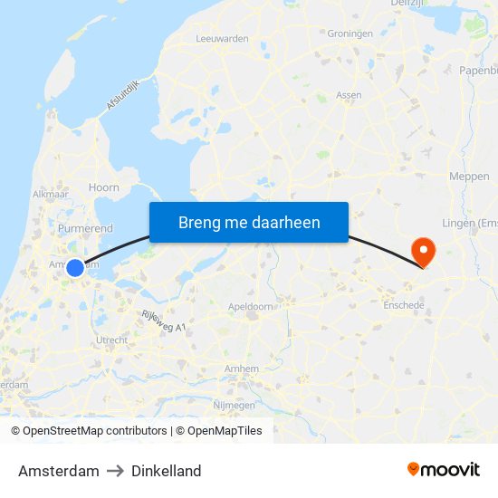 Amsterdam to Dinkelland map