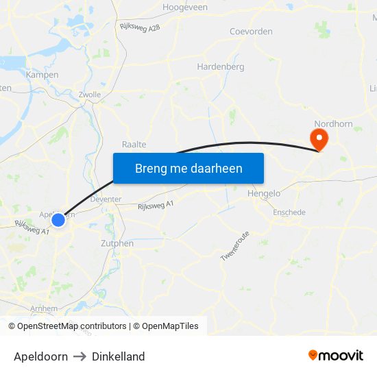Apeldoorn to Dinkelland map