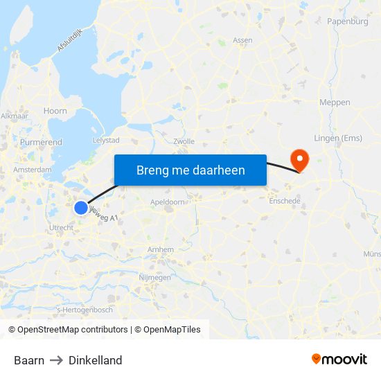 Baarn to Dinkelland map