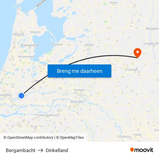 Bergambacht to Dinkelland map