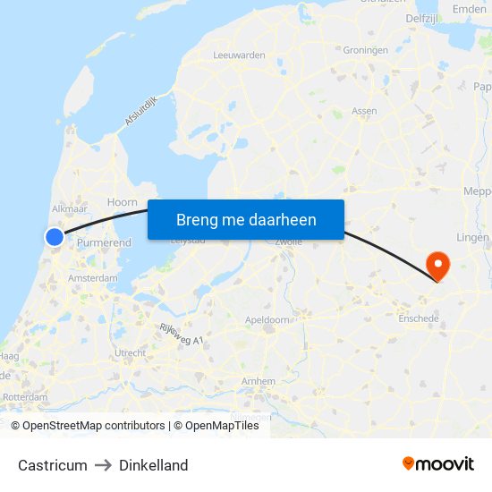 Castricum to Dinkelland map