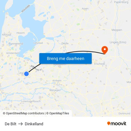 De Bilt to Dinkelland map