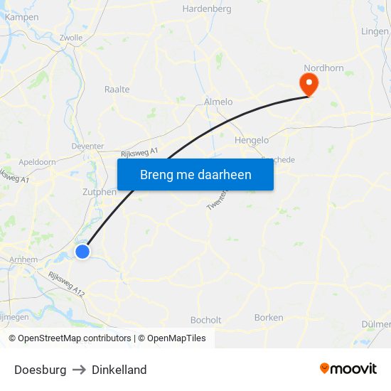Doesburg to Dinkelland map