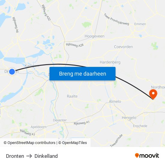 Dronten to Dinkelland map