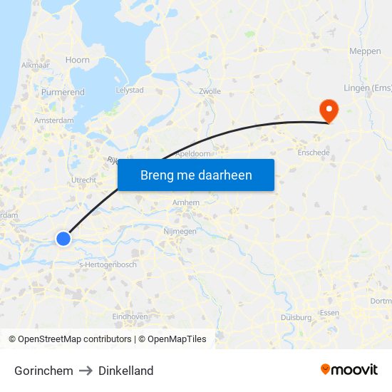 Gorinchem to Dinkelland map