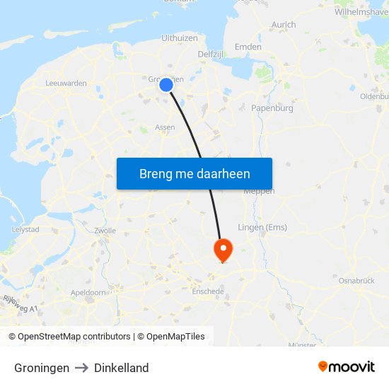 Groningen to Dinkelland map