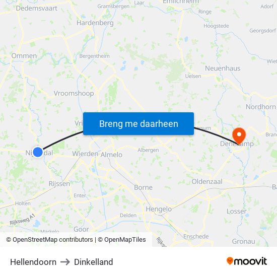 Hellendoorn to Dinkelland map