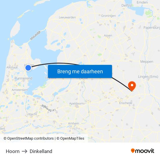 Hoorn to Dinkelland map