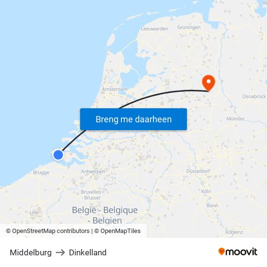 Middelburg to Dinkelland map