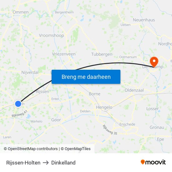 Rijssen-Holten to Dinkelland map