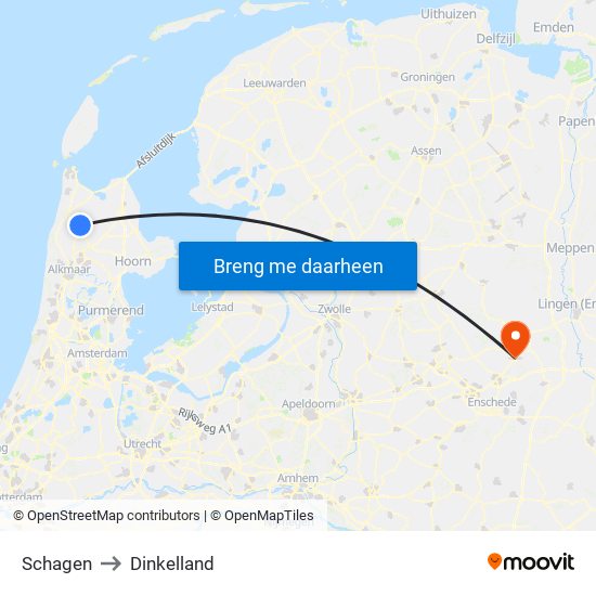 Schagen to Dinkelland map