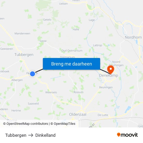 Tubbergen to Dinkelland map