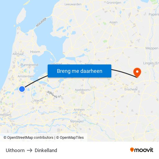 Uithoorn to Dinkelland map