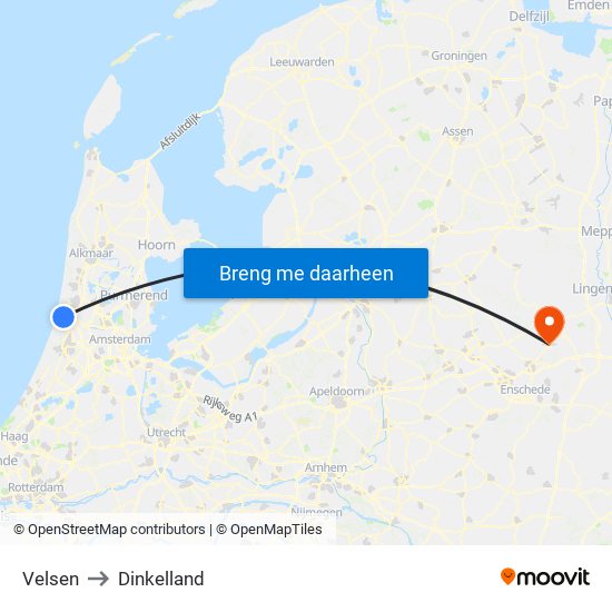 Velsen to Dinkelland map