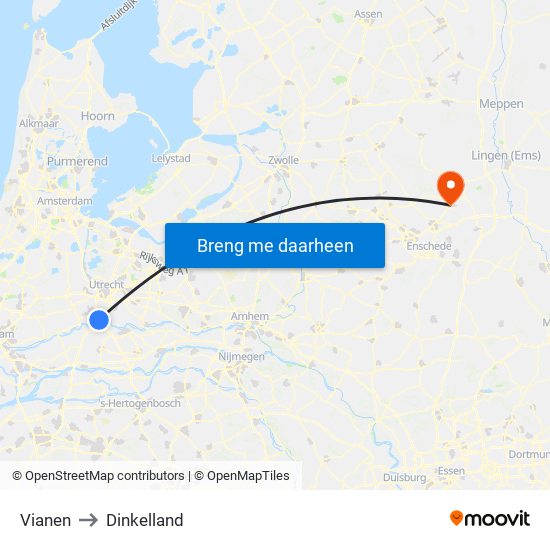 Vianen to Dinkelland map