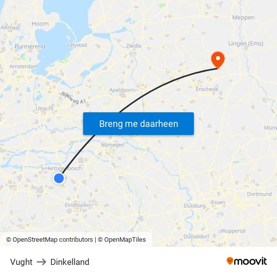 Vught to Dinkelland map