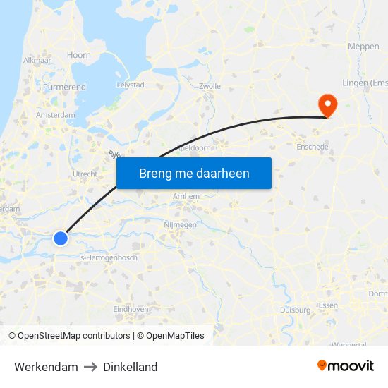 Werkendam to Dinkelland map