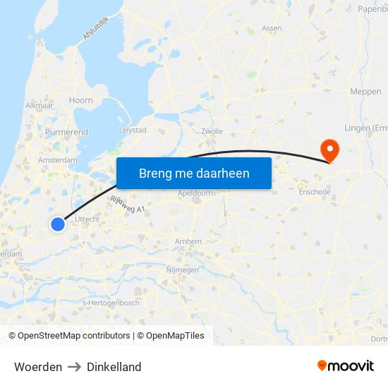 Woerden to Dinkelland map