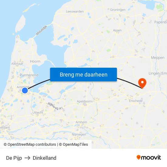 De Pijp to Dinkelland map