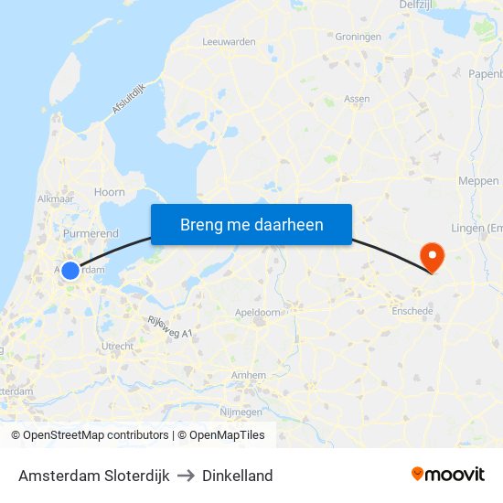 Amsterdam Sloterdijk to Dinkelland map