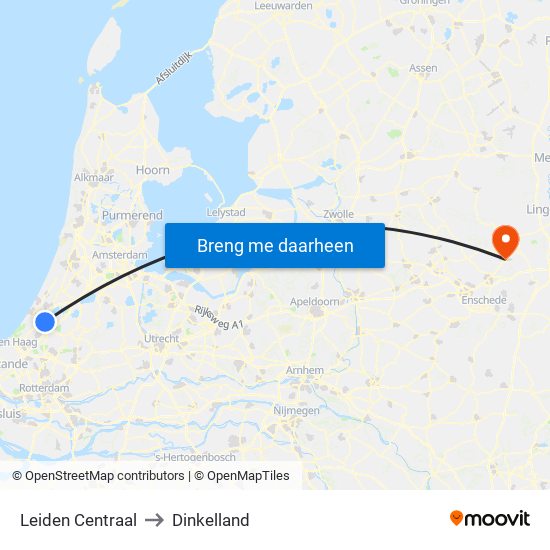 Leiden Centraal to Dinkelland map