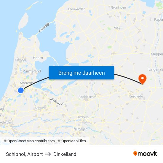 Schiphol, Airport to Dinkelland map