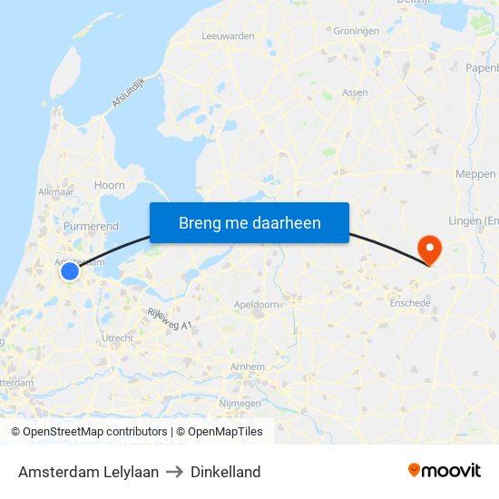Amsterdam Lelylaan to Dinkelland map