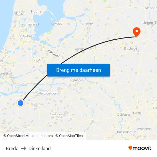 Breda to Dinkelland map