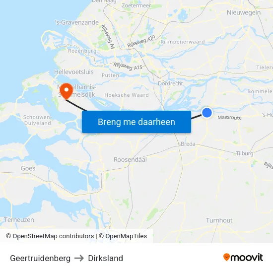 Geertruidenberg to Dirksland map
