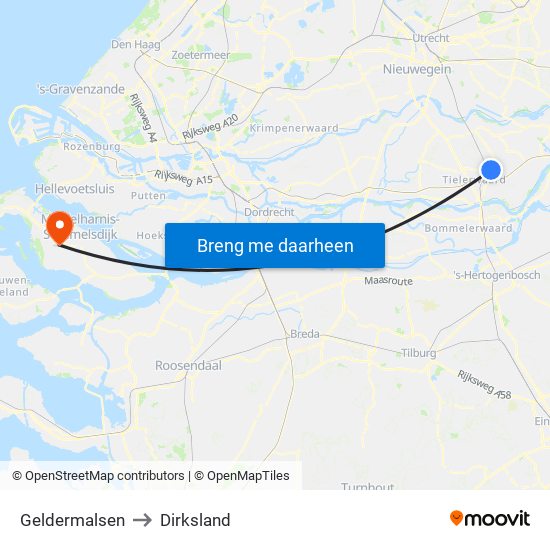 Geldermalsen to Dirksland map