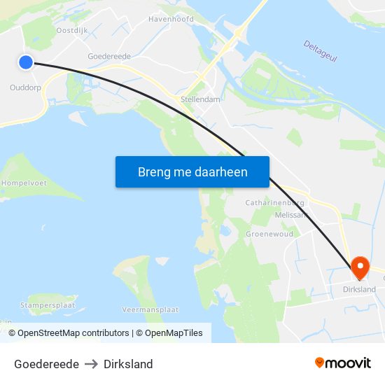 Goedereede to Dirksland map