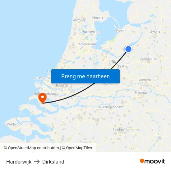 Harderwijk to Dirksland map